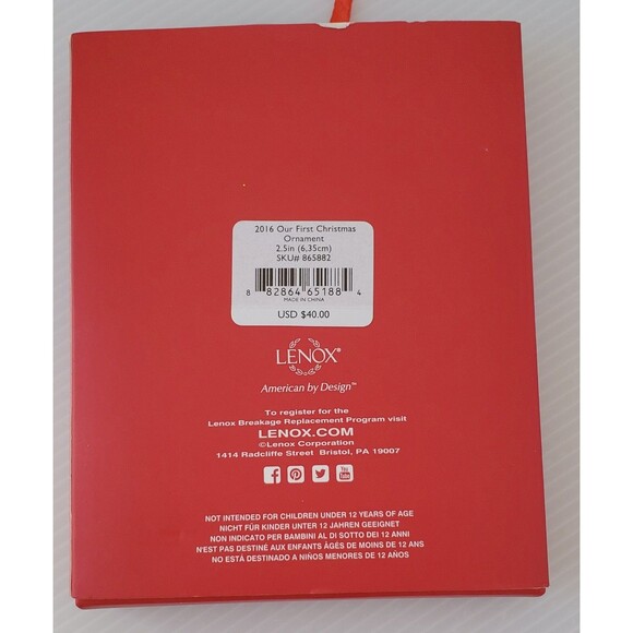 LENOX Forevermore Silver Plated 2016 Our First Christmas Heart Ornament Holiday - Picture 9 of 9